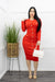 Red Long Sleeve Bodycon Midi Dress-Midi Dress-Moda Fina Boutique