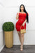 Red Off Shoulder Belted Mini Dress-Mini Dress-Moda Fina Boutique