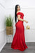 Red One Shoulder Slit Maxi Dress-Maxi Dress-Moda Fina Boutique