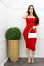 Red Ruched Sleeveless Midi Dress-Midi Dress-Moda Fina Boutique