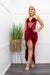 Red Side Mash Slit Maxi Dress-Maxi Dress-Moda Fina Boutique