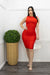 Red Sleeveless Ruched Midi Dress-Midi Dress-Moda Fina Boutique