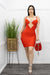 Red Strappy With Diamonds Chain Mini Dress-Mini Dress-Moda Fina Boutique