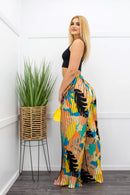 Ruby Satin Flared Leg Design Print Pants-Bottom-Moda Fina Boutique