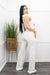 Ruffed Feather Trimmed Belted Jumpsuit White-Jumpsuit-Moda Fina Boutique