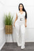 Ruffed Feather Trimmed Belted Jumpsuit White-Jumpsuit-Moda Fina Boutique