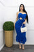 Ruffed Tie Front Smocked Midi Dress Blue-Midi Dress-Moda Fina Boutique