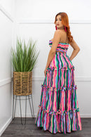 Ruffled Crop Top Maxi Skirt Set-Set-Moda Fina Boutique