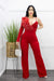 Ruffled One Sleeve Red Jumpsuit-Jumpsuit-Moda Fina Boutique