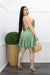 Ruffled Open Back Green Mini Dress-Mini Dress-Moda Fina Boutique