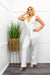 Ruffled V Neck Belted Jumpsuit-Jumpsuit-Moda Fina Boutique