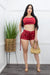 Satin Crop Top Short Set Red-Set-Moda Fina Boutique