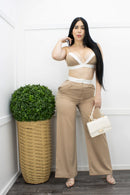 Satin Crop Top With Stylish Pant Set Nude-Set-Moda Fina Boutique