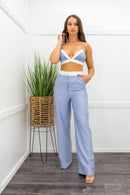Satin Crop Top With Stylish Pant Set-Set-Moda Fina Boutique