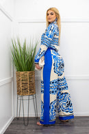 Satin Long Sleeve Top With Matching Pants Set-Set-Moda Fina Boutique