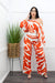 Satin Off Shoulder Top Pant Set Orange-Set-Moda Fina Boutique