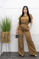 Satin Short Sleeve Jumpsuit-Jumpsuit-Moda Fina Boutique