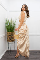 Satin Sleeveless Side Cut Slit Maxi Dress-Maxi Dress-Moda Fina Boutique