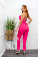 Satin Tie Back Top Pant Set Pink-Set-Moda Fina Boutique