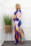 Satin Top With Matching Pants Set Blue-Set-Moda Fina Boutique