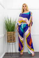 Satin Top With Matching Pants Set Blue-Set-Moda Fina Boutique