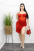 Sequins Slit Red Mini Dress-Mini Dress-Moda Fina Boutique