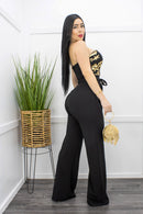 Sequins Strapless Belted Jumpsuit-Jumpsuit-Moda Fina Boutique