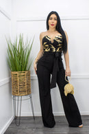 Sequins Strapless Belted Jumpsuit-Jumpsuit-Moda Fina Boutique