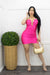 Sexy Ruched Mini Dress Pink-Mini Dress-Moda Fina Boutique
