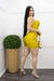 Sexy Ruched Yellow Mini Dress-Mini Dress-Moda Fina Boutique