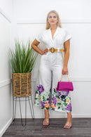 Short Sleeve Belted Wide Leg Jumpsuit-Jumpsuit-Moda Fina Boutique