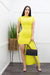 Short Sleeve Side Slit Maxi Dress Yellow-Maxi Dress-Moda Fina Boutique