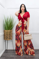 Short Sleeve Tie Front Top Pant Set-Set-Moda Fina Boutique