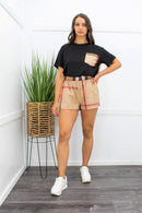 Short Sleeve Top With Matching Short Set Black-Set-Moda Fina Boutique