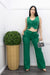 Solid Green Vest Belted Pant Set-Set-Moda Fina Boutique