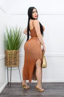 Striped Front Cut Out Maxi Dress-Maxi Dress-Moda Fina Boutique