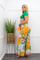 Tie Back Crop Top W Matching Pant Set Orange-Set-Moda Fina Boutique