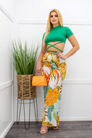 Tie Back Crop Top W Matching Pant Set Orange-Set-Moda Fina Boutique