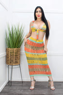 Tie Front Crop Top Maxi Skirt Set-swimwear-Moda Fina Boutique