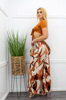 Tie Front Crop Top W Matching Pant Set-Set-Moda Fina Boutique