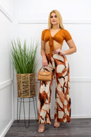 Tie Front Crop Top W Matching Pant Set-Set-Moda Fina Boutique