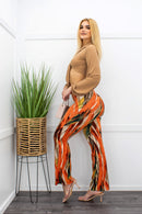 Tie Front Top Printed Pant Set-Set-Moda Fina Boutique