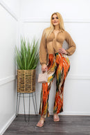 Tie Front Top Printed Pant Set-Set-Moda Fina Boutique