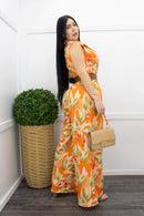 Tropical S L V Neck Belted Jumpsuit-Jumpsuit-Moda Fina Boutique