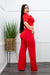 Two Pieces Top Pant Set Red-Set-Moda Fina Boutique