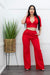 Two Pieces Top Pant Set Red-Set-Moda Fina Boutique