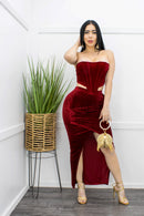 Velvet Crop Top Slit Maxi Skirt Set-Set-Moda Fina Boutique