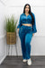 Velvet Top Pant Set Blue-Set-Moda Fina Boutique
