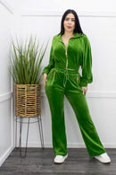 Velvet Top Pant Set Green-Set-Moda Fina Boutique