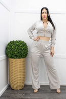Velvet Top Pant Set Grey-Set-Moda Fina Boutique